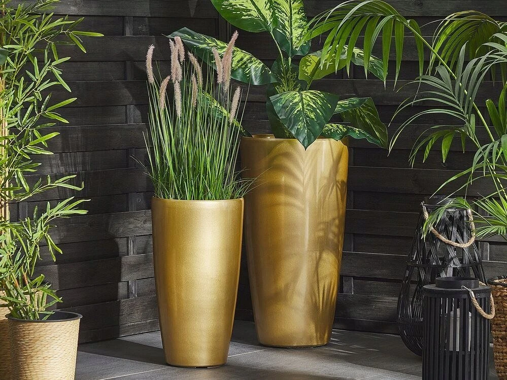 Beliani 2 vazonų rinkinys TSERIA 32 cm auksinis