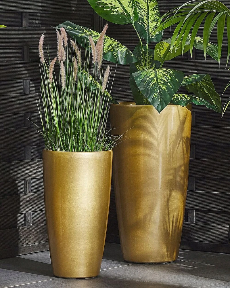 Beliani 2 vazonų rinkinys TSERIA 32 cm auksinis