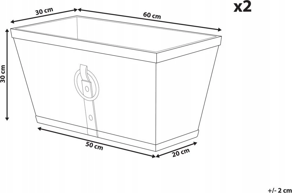 Beliani 2 vazonų rinkinys PORIA 60 cm pilkas