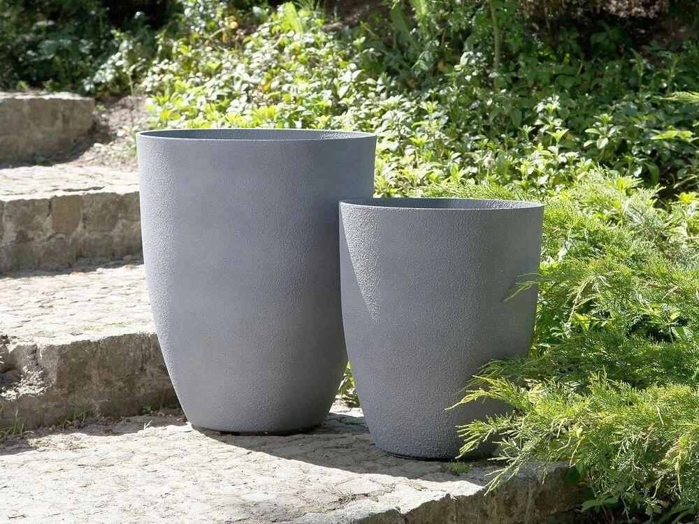 Beliani 2 vazonų komplektas CROTON 35 cm, pilkas