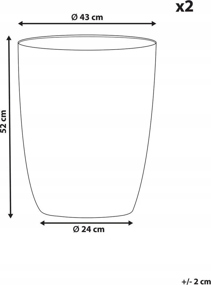 Beliani 2 vazonų rinkinys CROTON 43 cm, pilkas