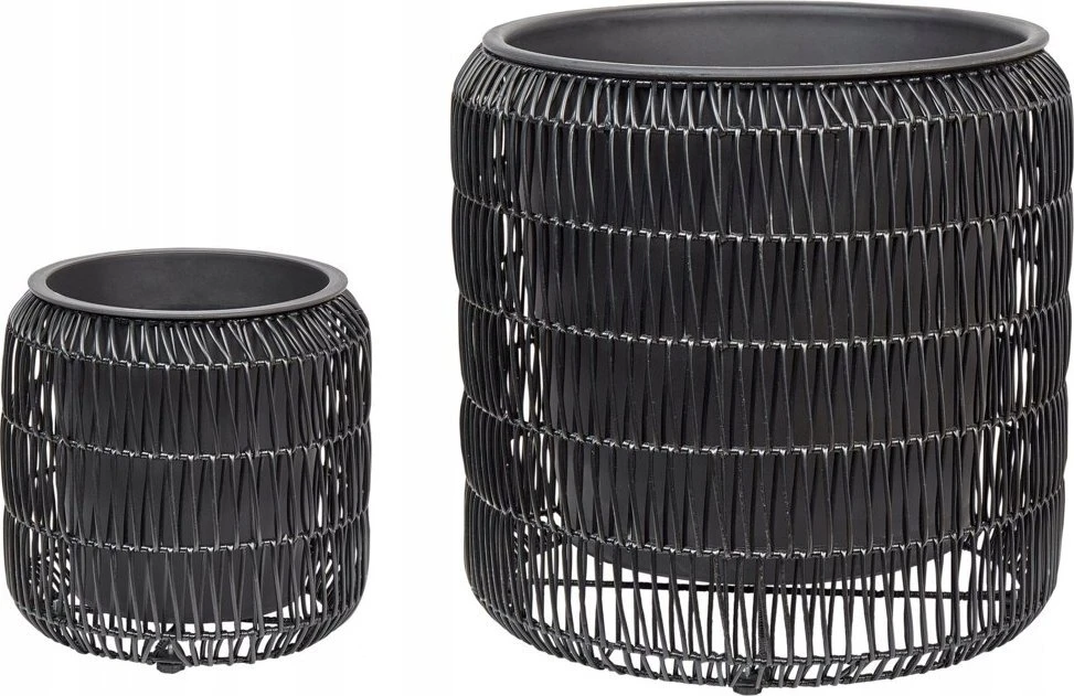 Beliani 2 vazonų rinkinys BRODIEA Technorattan 26/45 cm juodas
