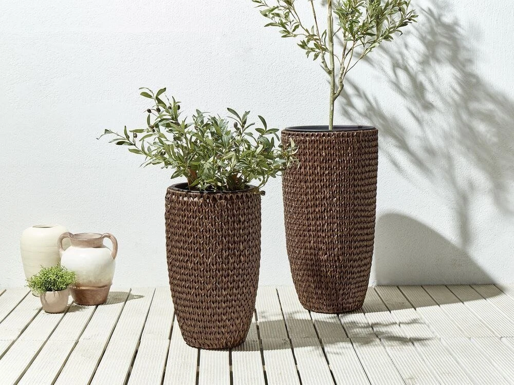 Beliani 2 vazonų rinkinys CEDRUS 37/45 cm rudas technorotangas