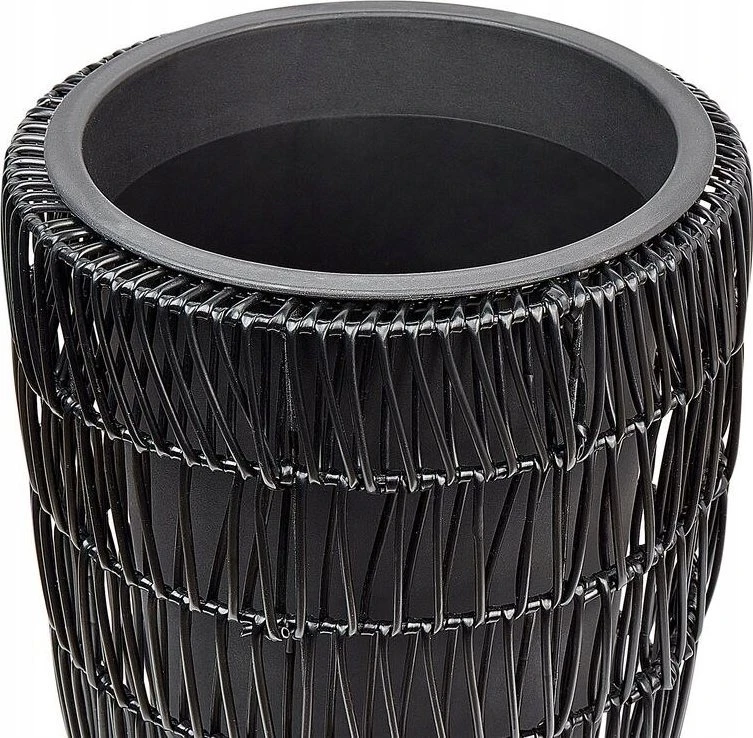 Beliani 2 vazonų komplektas CHELONE 26/34 cm Juodas technoratanas