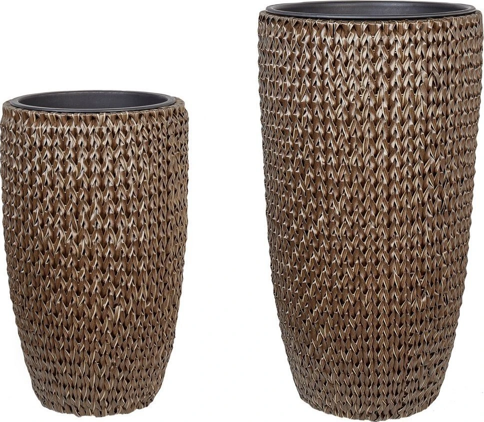 Beliani 2 vazonų rinkinys CEDRUS 37/45 cm rudas technorotangas