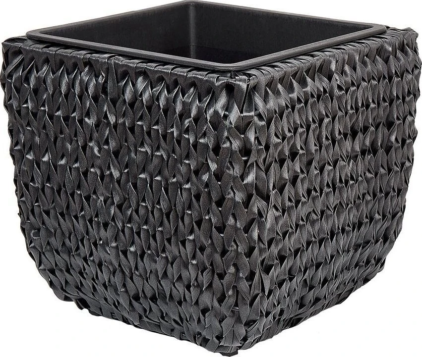 Beliani Dviejų BERBERIS vazonų rinkinys 34/45 cm, juodas technoratanas