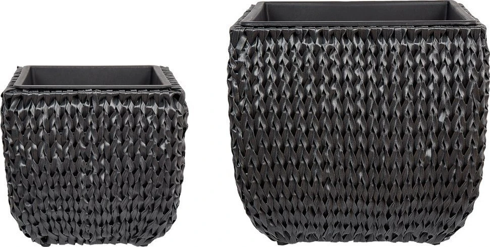 Beliani Dviejų BERBERIS vazonų rinkinys 34/45 cm, juodas technoratanas