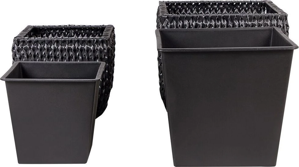 Beliani Dviejų BERBERIS vazonų rinkinys 34/45 cm, juodas technoratanas