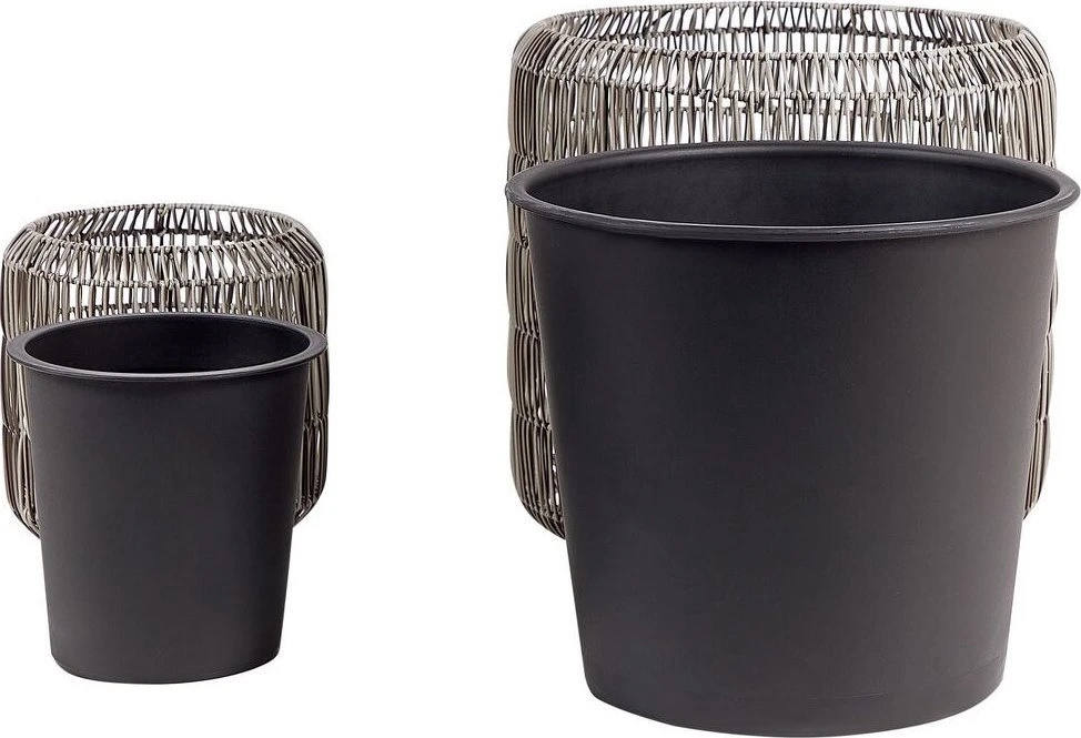 Beliani 2 vazonų rinkinys BRODIEA 26/45 cm šviesiai rudas technorotangas