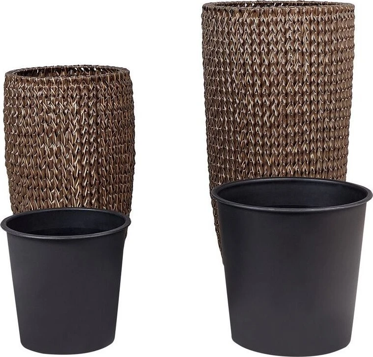 Beliani 2 vazonų rinkinys CEDRUS 37/45 cm rudas technorotangas