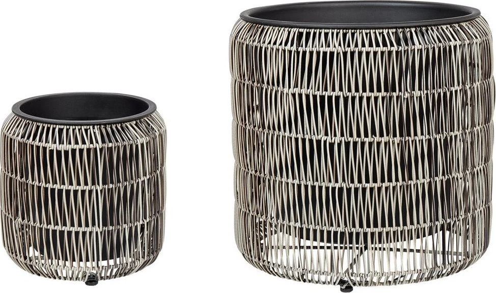 Beliani 2 vazonų rinkinys BRODIEA 26/45 cm šviesiai rudas technorotangas