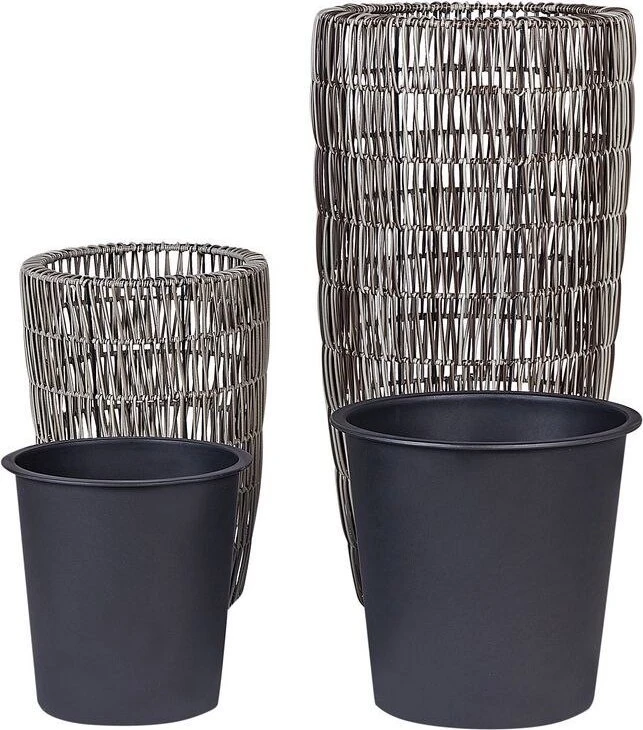 Beliani 2 vazonų rinkinys CHELONE iš technoratano, 26/34 cm, rudas