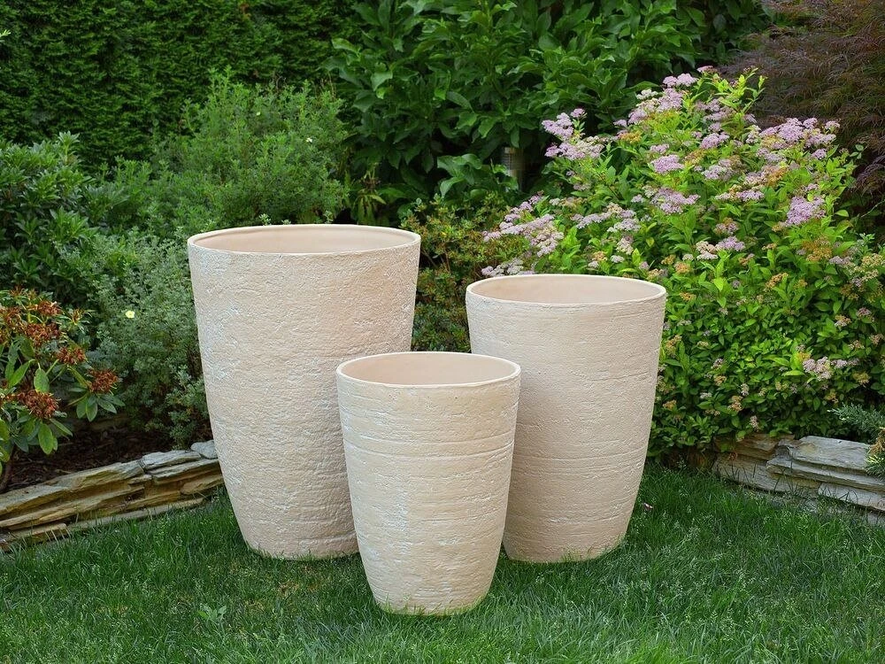 Beliani 2 vazonų rinkinys CAMIA 35 cm smėlio spalvos