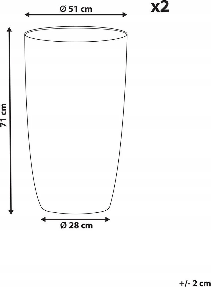 Beliani 2 vazonų rinkinys CAMIA 51 cm smėlio spalvos