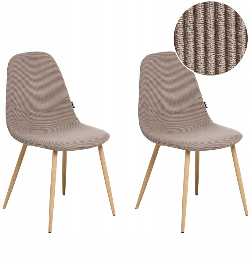 Beliani 2 smėlio spalvos pilkos Hilden valgomojo kėdės