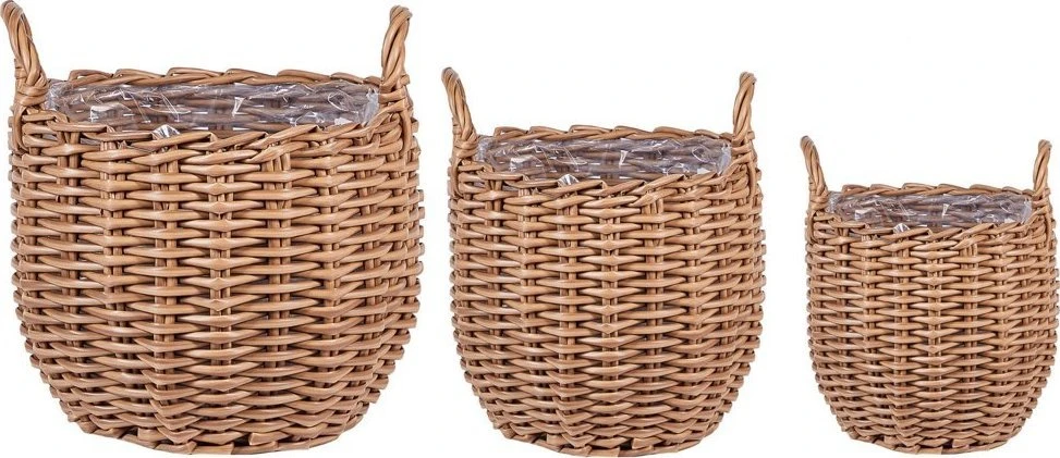 Beliani 3 gėlių krepšių rinkinys AUCUBA 26/34/44 cm šviesiai rudas