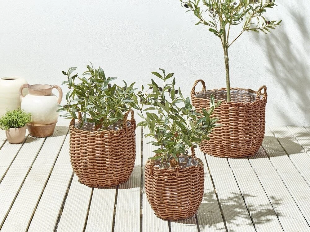 Beliani 3 gėlių krepšių rinkinys AUCUBA 26/34/44 cm šviesiai rudas