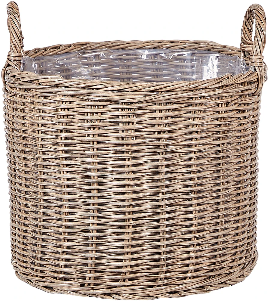 Beliani 3 krepšelių gėlėms rinkinys PENDULA 33/37/45 cm natūralus technorotangas