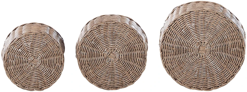 Beliani 3 krepšelių gėlėms rinkinys PENDULA 33/37/45 cm natūralus technorotangas
