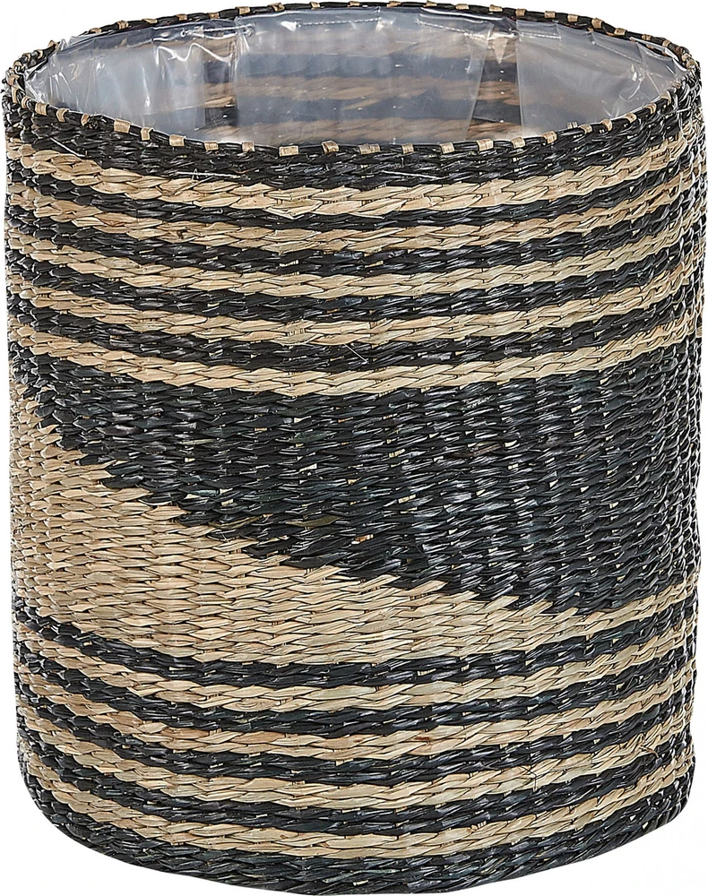 Beliani 3 vazonų rinkinys RATTAIL, jūros žolė, 32/29/27 cm, juodas