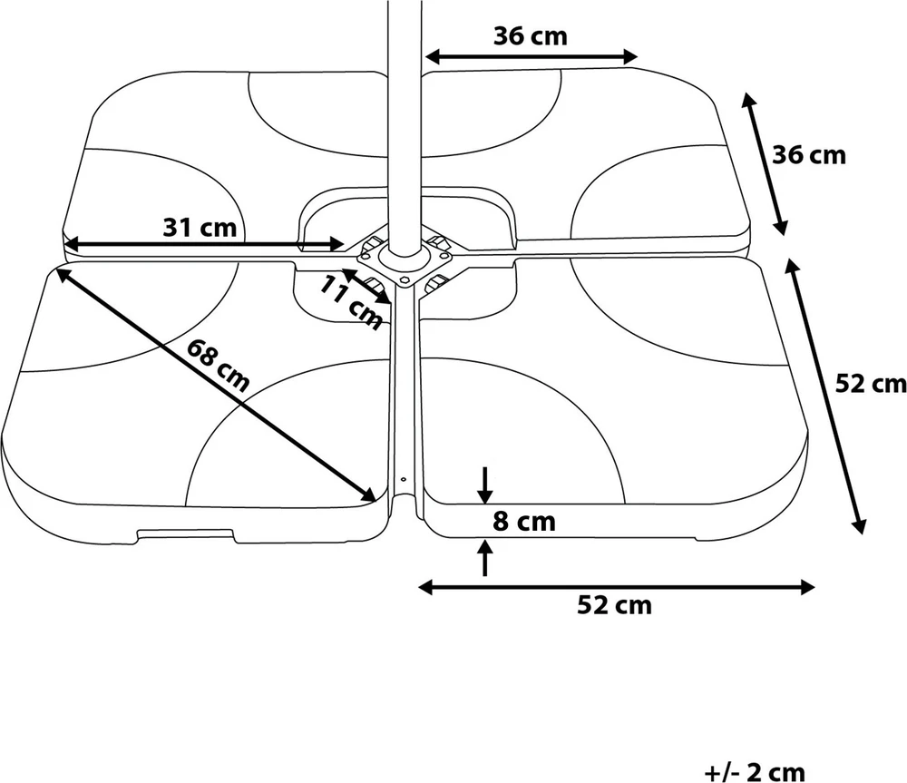 Beliani Skėčio pagrindas CARIA juodas kvadratinis 9kg