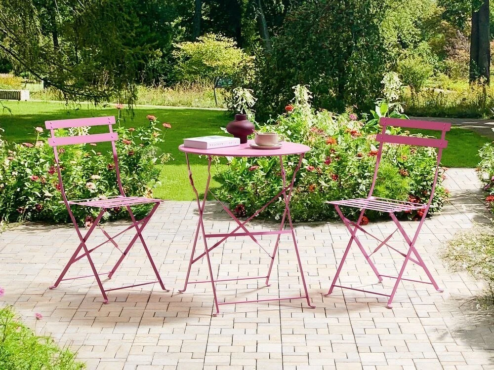Lauko baldų komplektas Beliani Balkono baldų komplektas FIORI sulankstomas rožinis