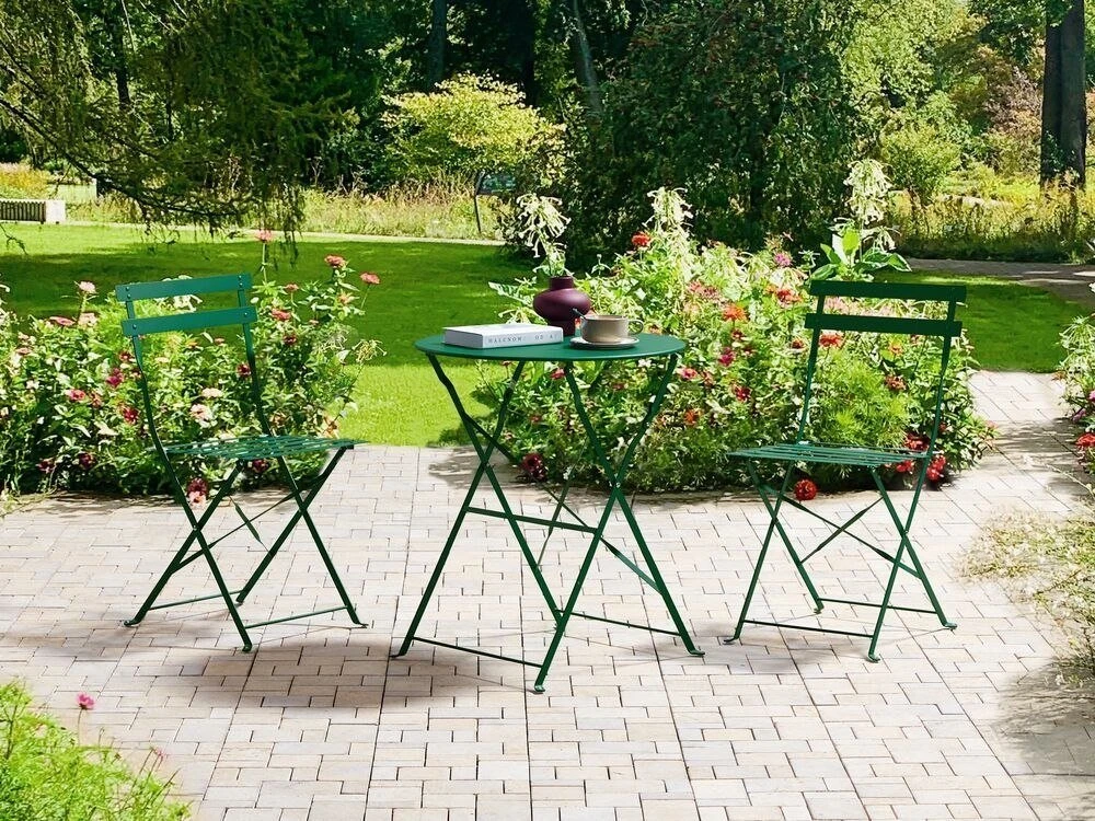 Lauko baldų komplektas Beliani Balkono baldų komplektas sulankstomas FIORI metalinis tamsiai žalias