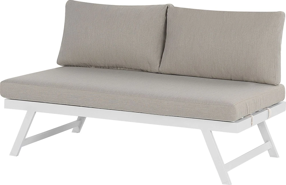 Lauko baldų komplektas Beliani Sodo kampinė sofa su staliuku 5 asmenims COCCORINO smėlio ir pilkos spalvos metalas