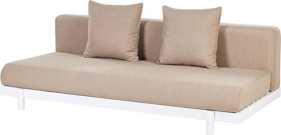 Lauko baldų komplektas Beliani Sodo kampinė sofa su staliuku 5 asmenims MISSANELLO smėlio spalvos