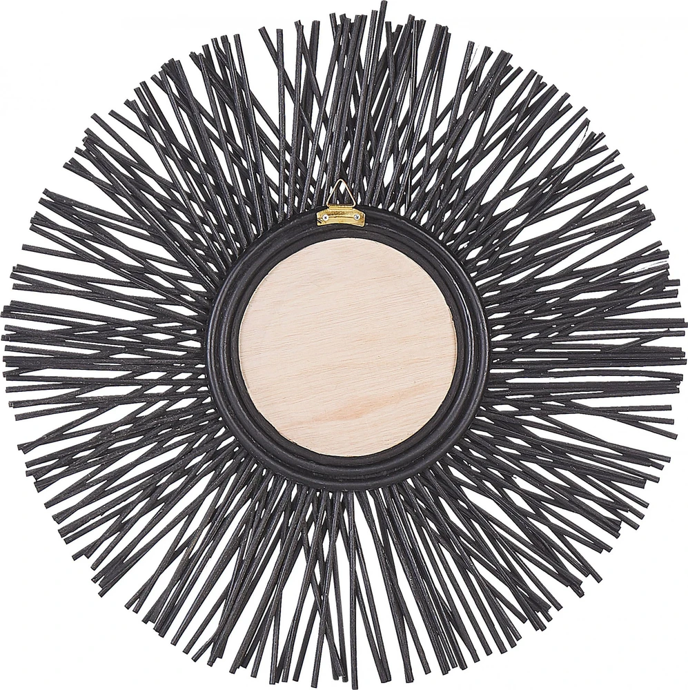 Beliani Round Rattan Wall Mirror Sun 60 cm Juoda KLASĖ
