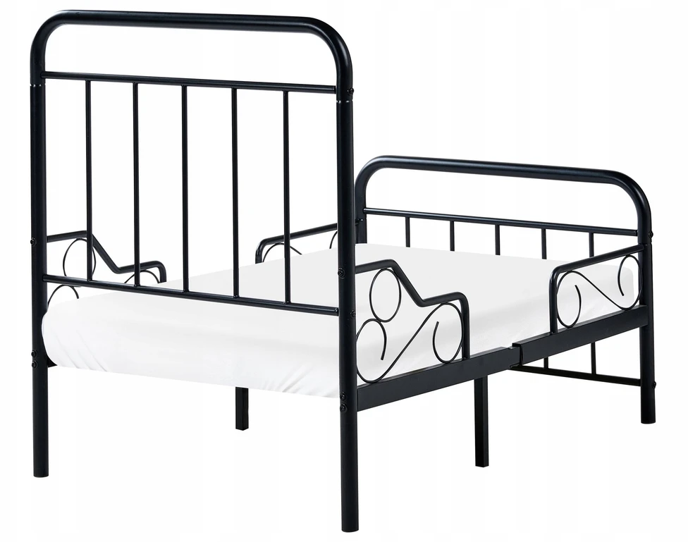 Beliani Išskleidžiama vaikiška lova Metal ANAIS 90 x 200 cm juoda