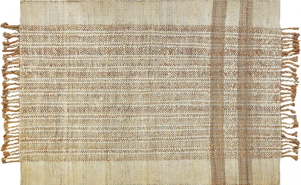 Beliani Kilimas ORTAOBA Smėlio spalvos 140 x 200 cm džiutas