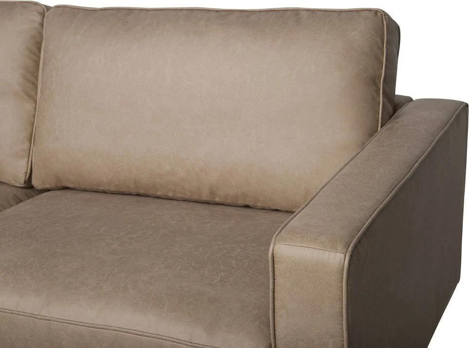 Beliani 3 vietų sofa SAVALEN iš dirbtinės odos, smėlio spalvos