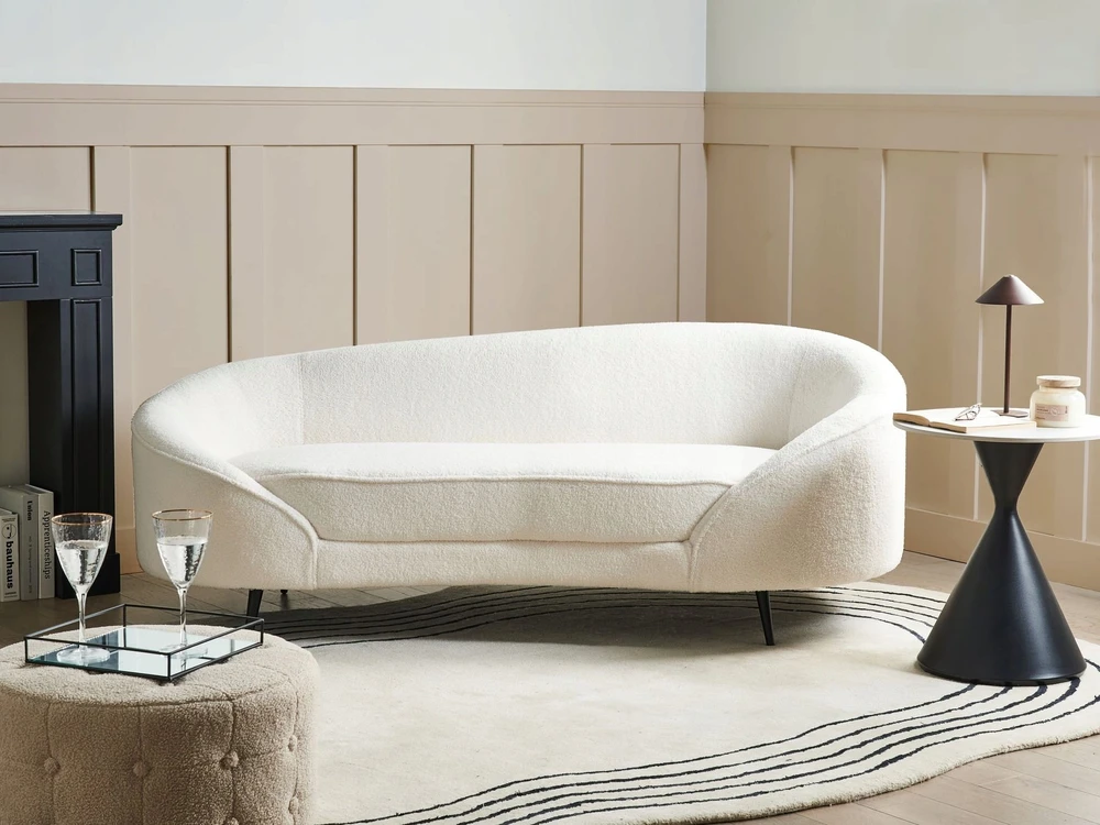 Beliani 2 vietų sofa SAVAR Bouclé balta