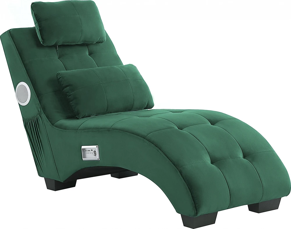 Sofa Beliani Šezlongas SIMORRE veliūrinis smaragdo spalvos su integruotu Bluetooth garsiakalbiu