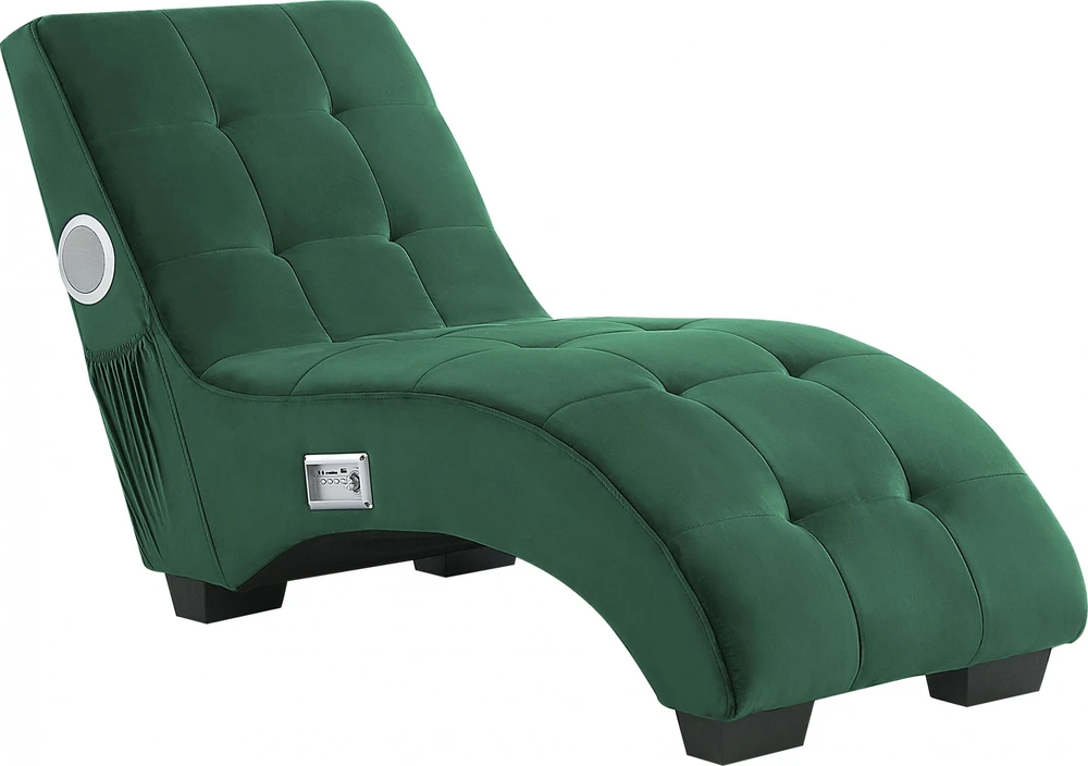 Sofa Beliani Šezlongas SIMORRE veliūrinis smaragdo spalvos su integruotu Bluetooth garsiakalbiu