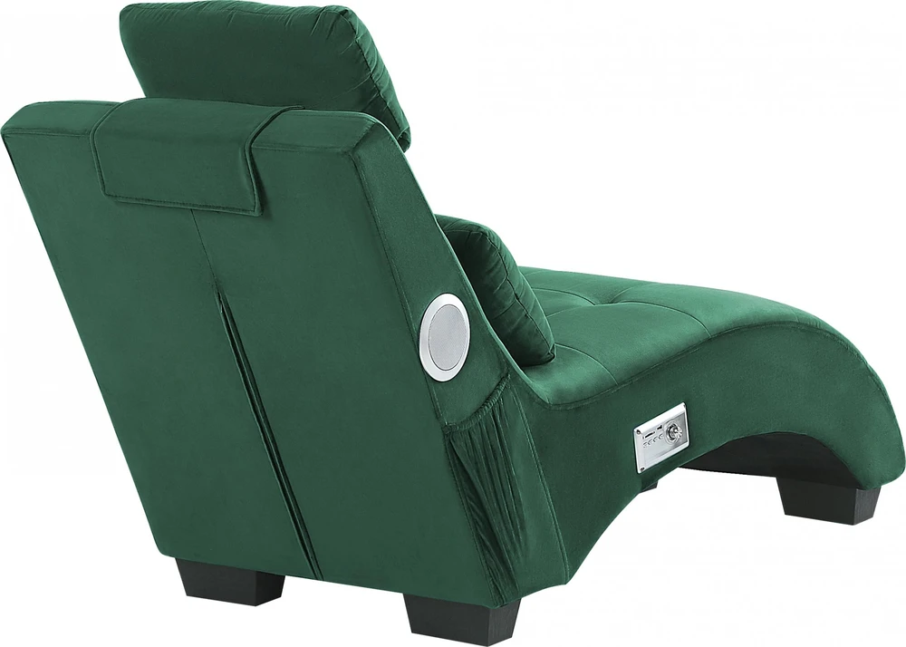 Sofa Beliani Šezlongas SIMORRE veliūrinis smaragdo spalvos su integruotu Bluetooth garsiakalbiu