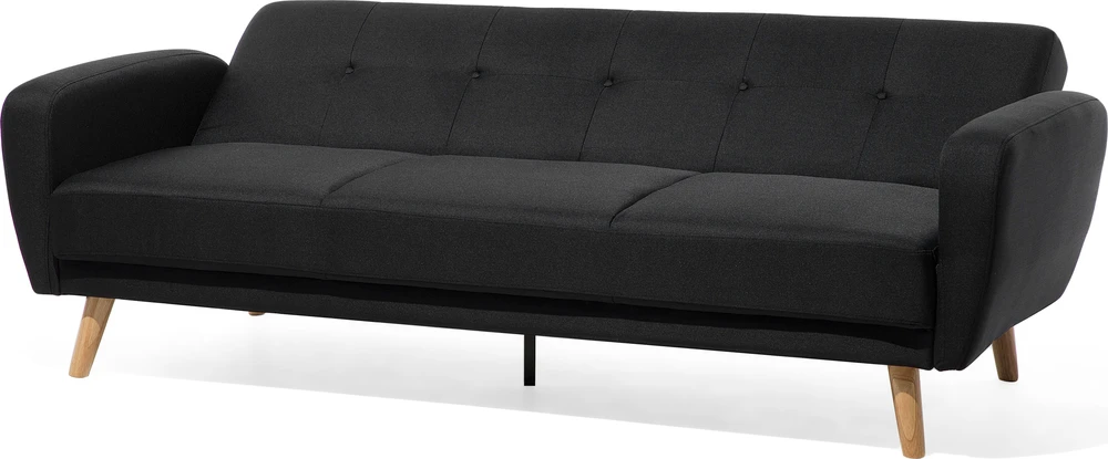 Beliani Trivietė sofa-lova FLORLI Juoda