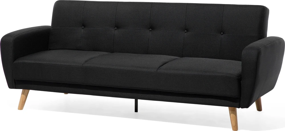 Beliani Trivietė sofa-lova FLORLI Juoda