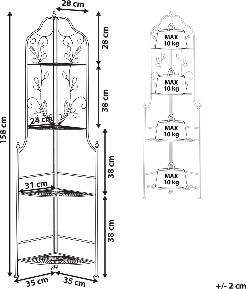 Beliani Kampinė lentyna SIDERNO Metal 158 cm 35 cm Juoda