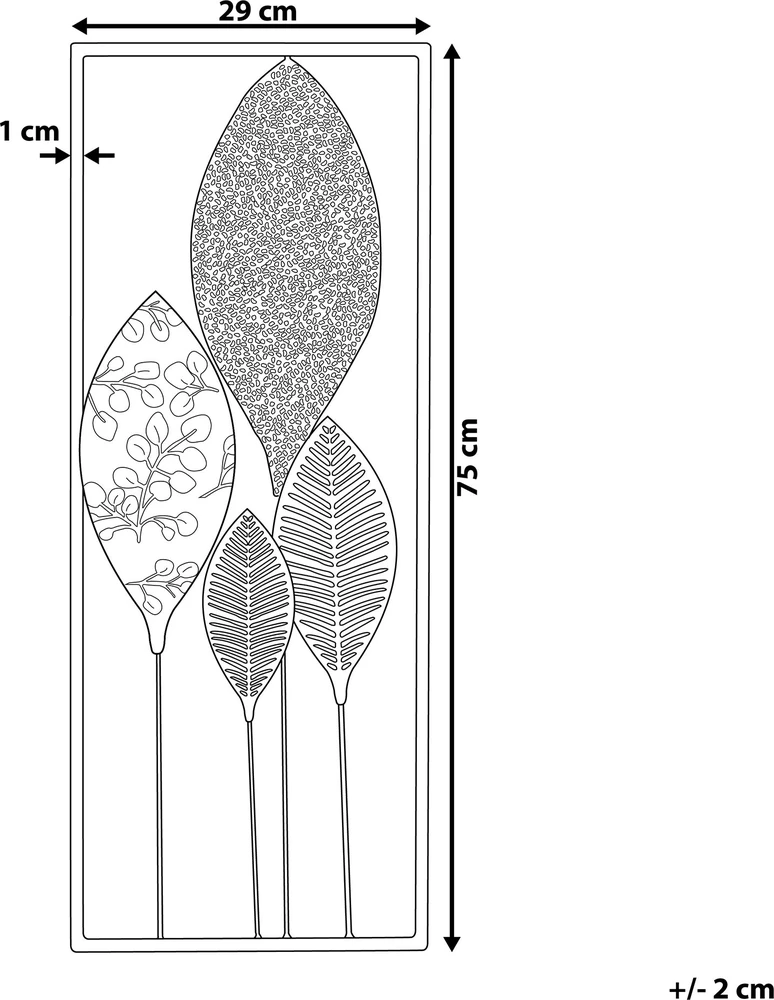 Beliani Sienų dekoracija Lapas PLATINUM metalinė 75 cm spalvota