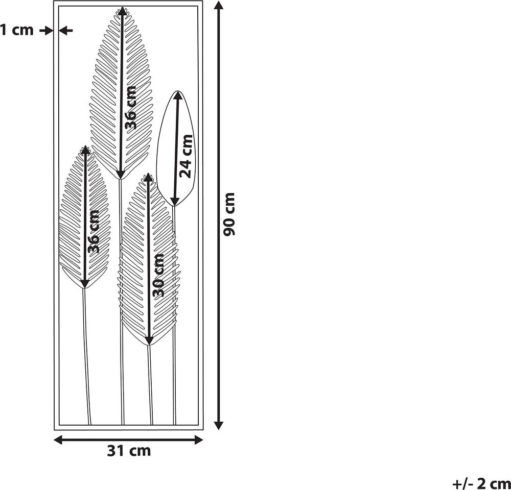 Beliani Sieninė dekoracija NIOBIUM Lapas Metalas 90 cm Sidabrinė