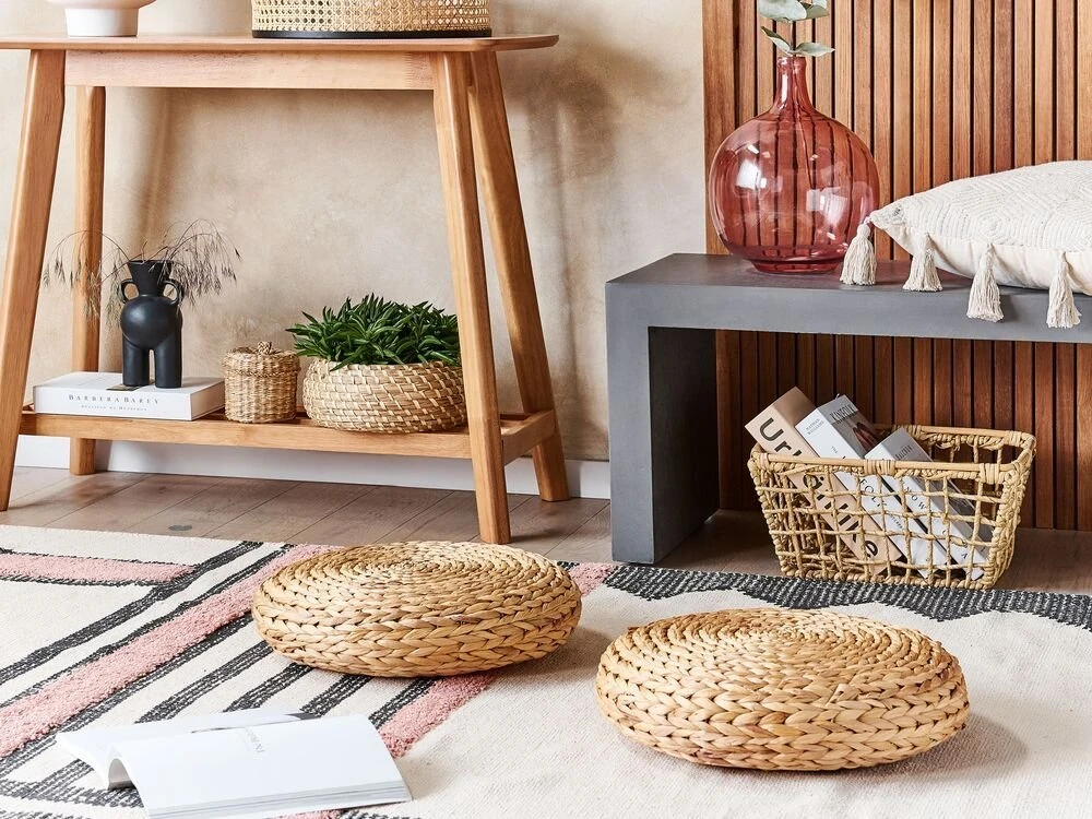 Beliani Pufas WAHOO iš vandens hiacinto, smėlio spalvos