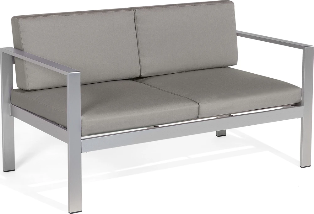 Beliani Sodo suoliukas su pagalve SALERNO 142 cm metalinis tamsiai pilkas