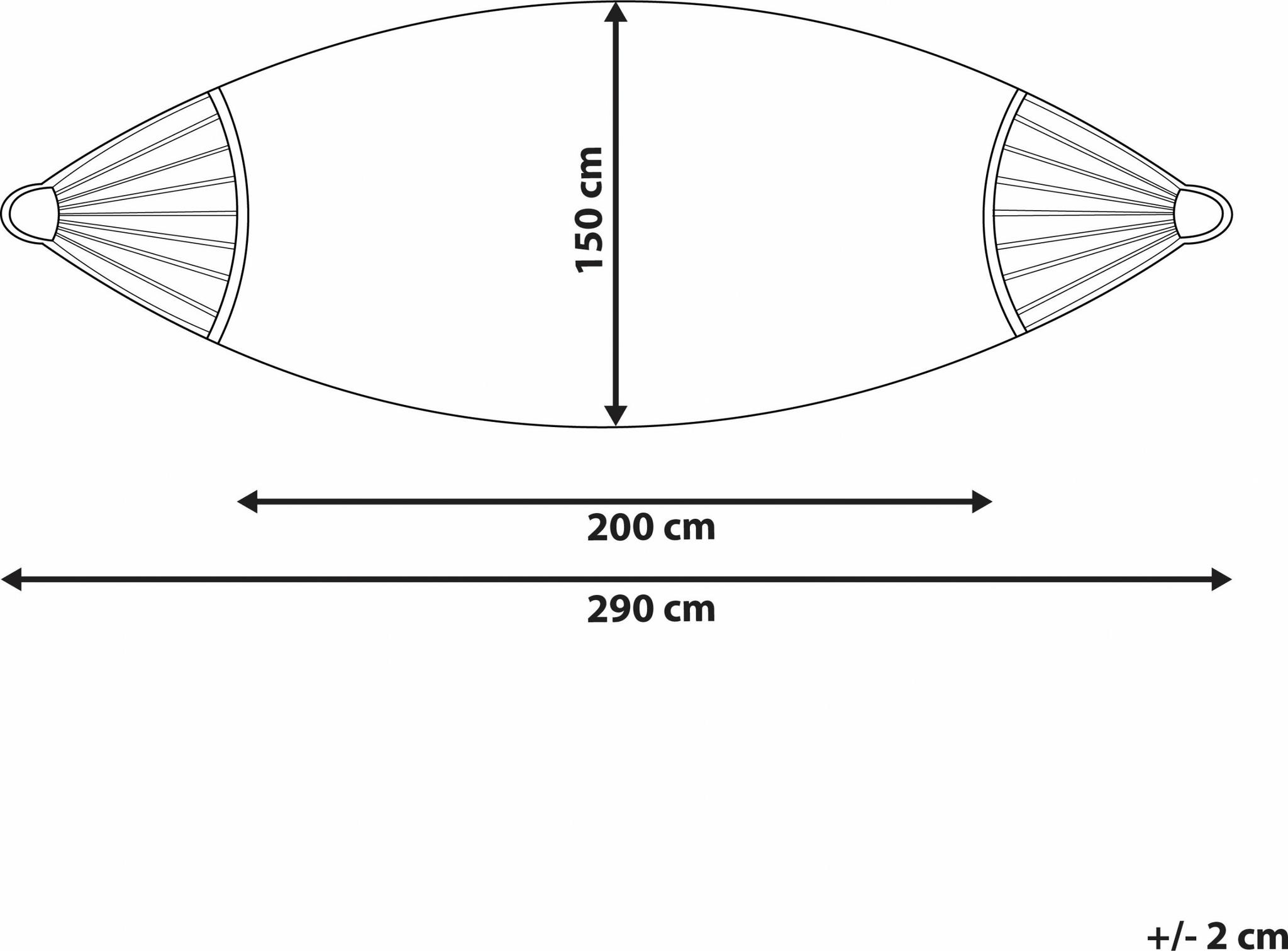Beliani Sodo hamakas ROCCA, 150 kg, 290 x 150cm, pilkas aprašymas - Prekės nuotrauka