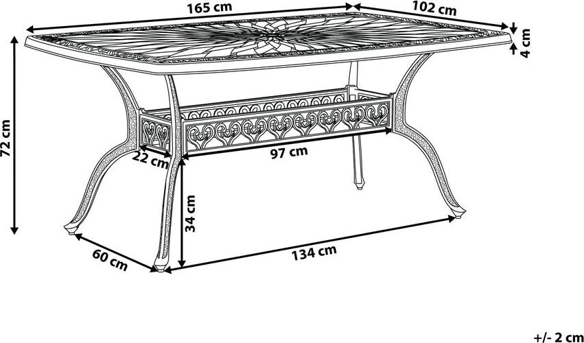 Beliani Sodo stalas LIZZANO 165 cm 102 cm Metalinis tamsiai rudas