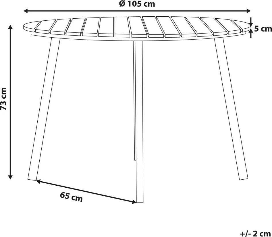 Beliani Sodo stalas CAVOLI 105 cm rudo spalvos