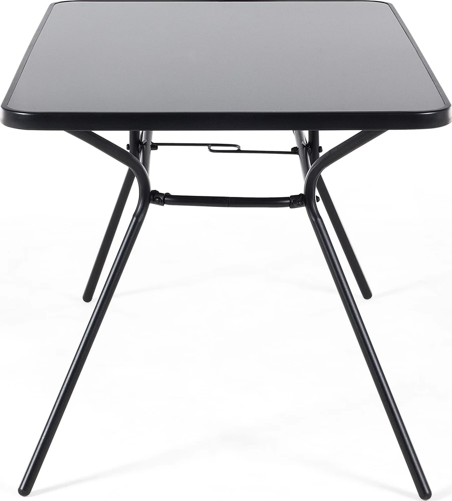 Beliani Sodo stalas LIVO 140 cm 80 cm stiklinis juodas