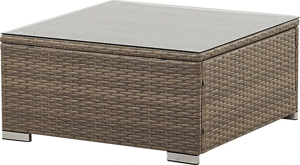 Lauko baldų komplektas Beliani Sodo kampinė sofa su staliuku 6 asmenims BELVEDERE Baltas technoratanas