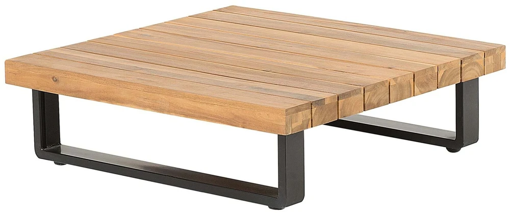 Lauko baldų komplektas Beliani Sodo kampinė sofa su stalu 5 asmenims MYKONOS dešininė tamsiai pilka, sertifikuota akacijos mediena